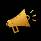 Gold megaphone icon on a black background for vibrant visuals.