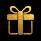 Gold gift icon on a sleek black background.