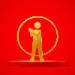 Gold standing ovation icon on a bright red background